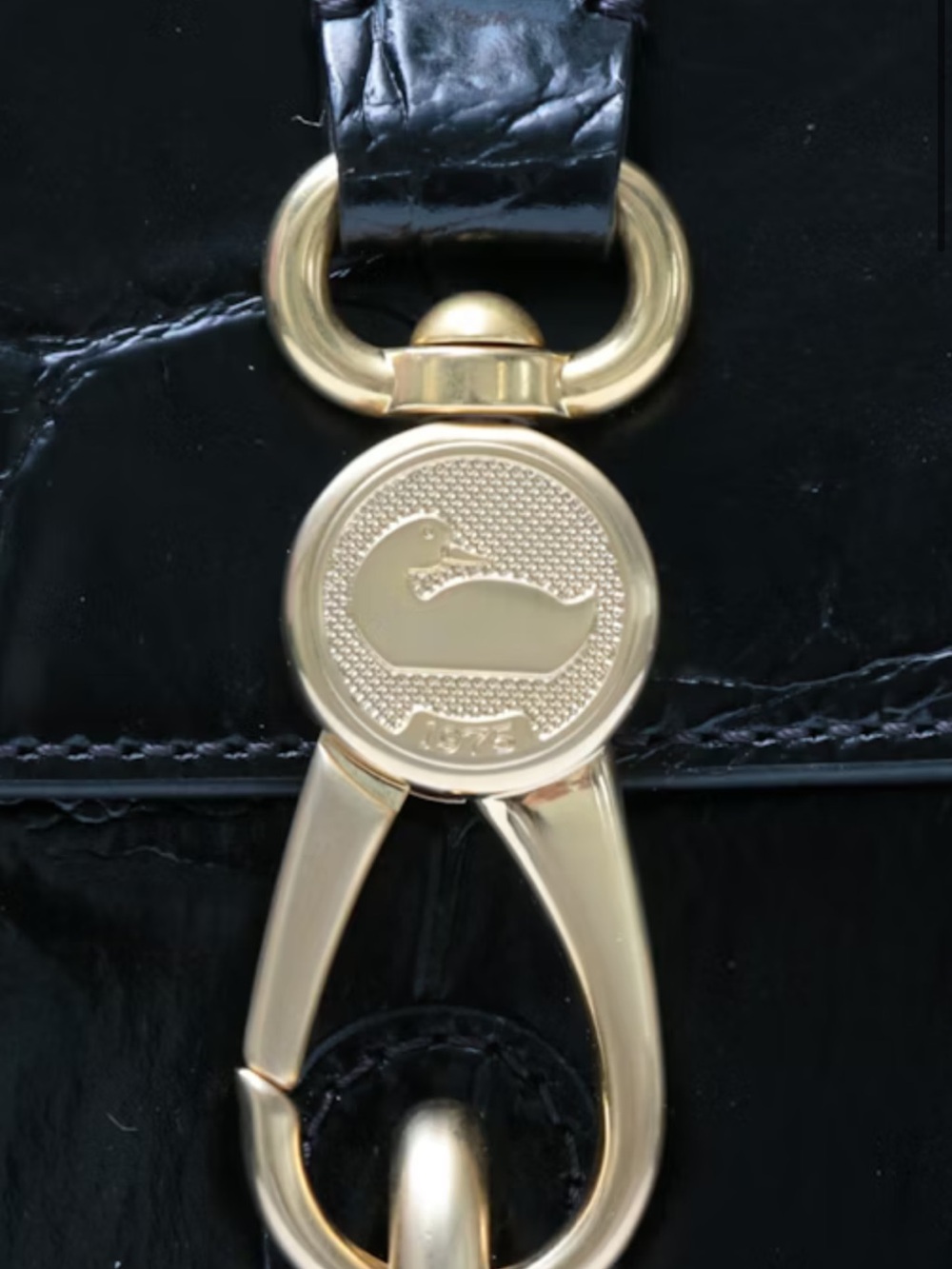 Dooney & Bourke Black Croc-Embossed Top Handle Claire Satchel with Gold Hardware - Picture 3 of 10